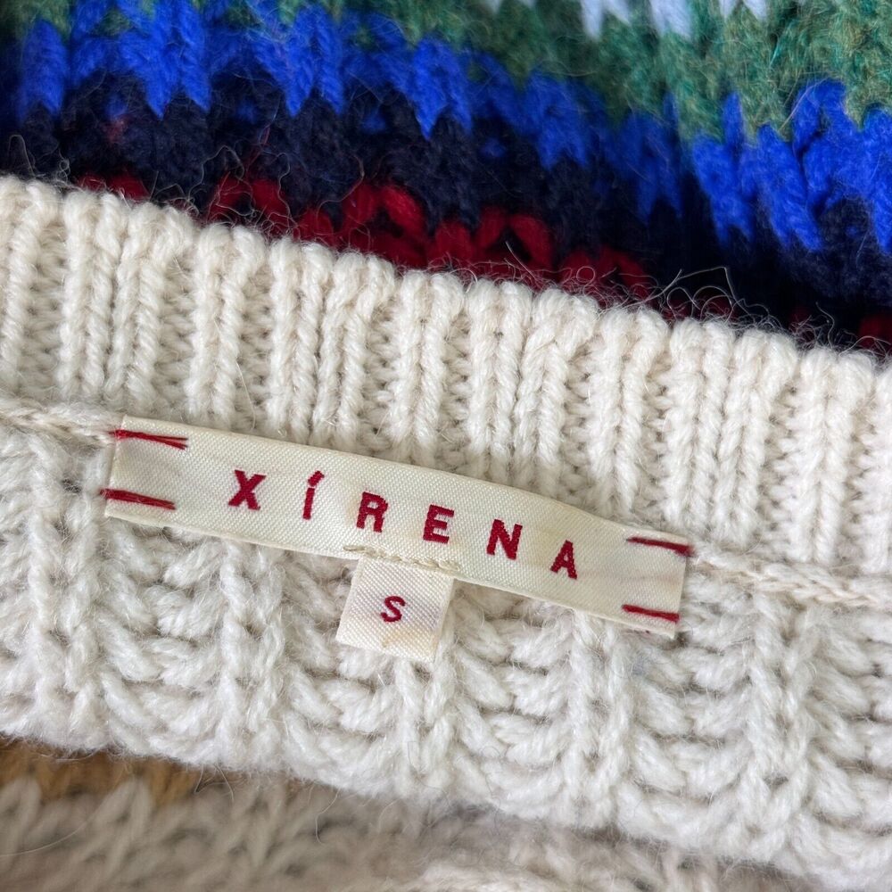 Xirena Sweater Womens Small Apres Ski Snow Bird Stripe Chunky Knit Alpaca Blend - Picture 6 of 9